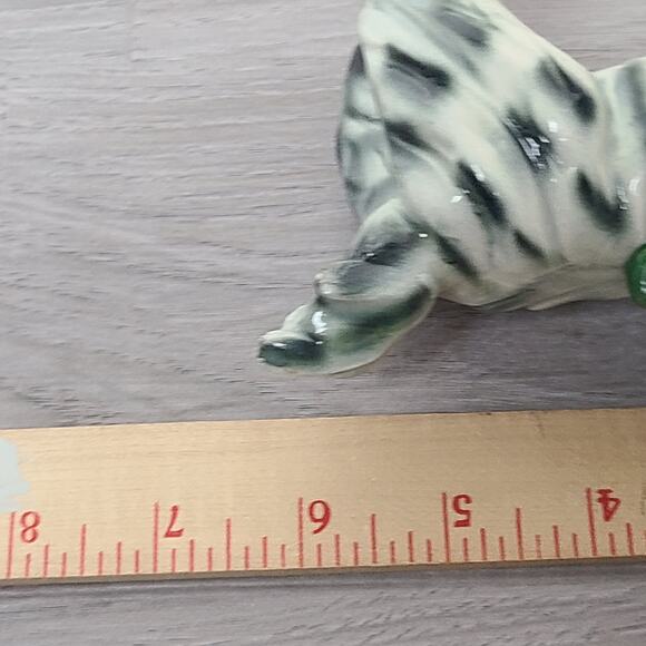 Porcelain Scottie Dog Figurine White Black Green Bow Italy Vintage - Picture 7 of 8